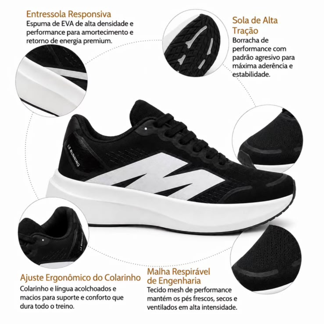 Tenis Masculino Esportivo - Caminhada, leve e macio, Sola Antiderrapante - Mova