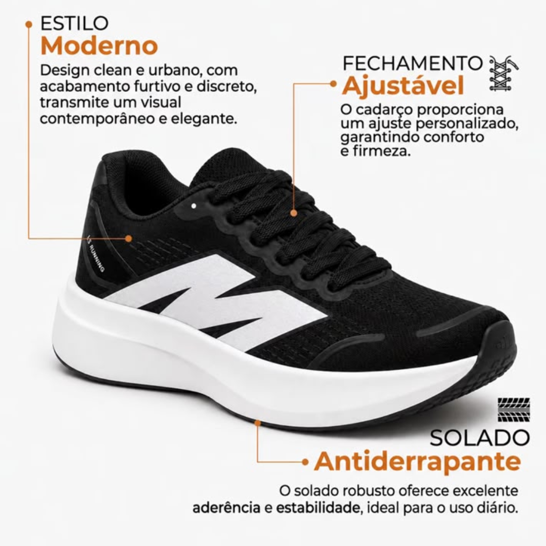 Tenis Masculino Esportivo - Caminhada, leve e macio, Sola Antiderrapante - Mova