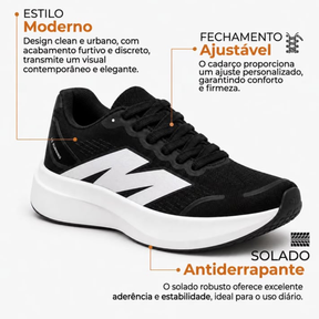 Tenis Masculino Esportivo - Caminhada, leve e macio, Sola Antiderrapante - Mova