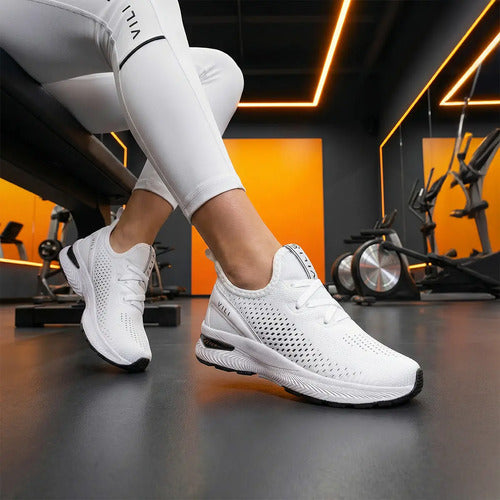 Tênis Branco Feminino Vili Para Caminhada Academia Treino