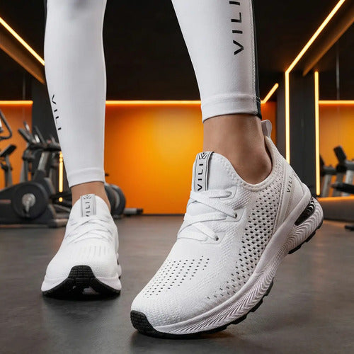 Tênis Branco Feminino Vili Para Caminhada Academia Treino